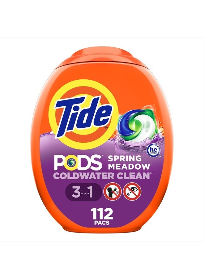 Tide PODS Laundry Detergent Soap Pods, Spring Meadow Scent, 112 count  - Image 1