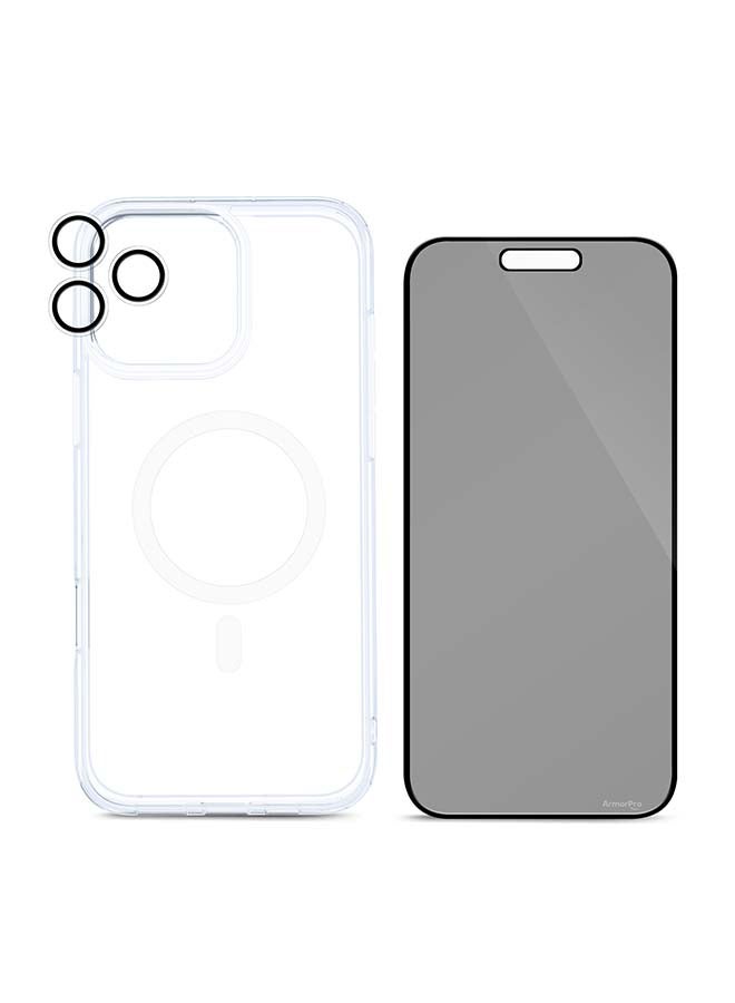 ArmorPro iPhone 16 Pro Max, 3-in-1 Protection Combo, Privacy Shield, MagSafe Compatible Clear - Image 1