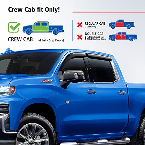 Goodyear Shatterproof Window Deflectors for Trucks Chevrolet (Chevy) Silverado/GMC Sierra 1500 2019-2024 Crew Cab, Tape-on Rain Guards, Vent Deflector, Vent Visor, Truck Accessories, 4pcs- GY003181LP - Image 3