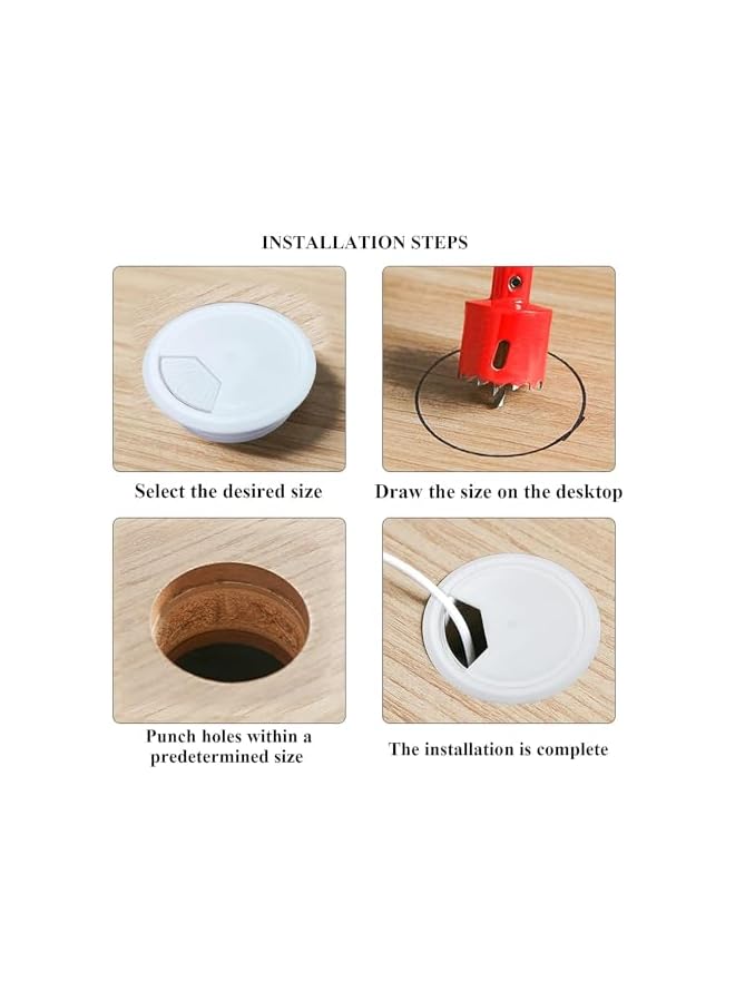 PROMASS promass Desk Hole Cover for Cable, 20 Pack ABS Plastic Desk Port Hole Cover, 6cm Desk Circular Cable Ring with Hole Saw, Removable Hole Cover Computer Desk Cord Organizer, Desk Grommet for Office - Image 5
