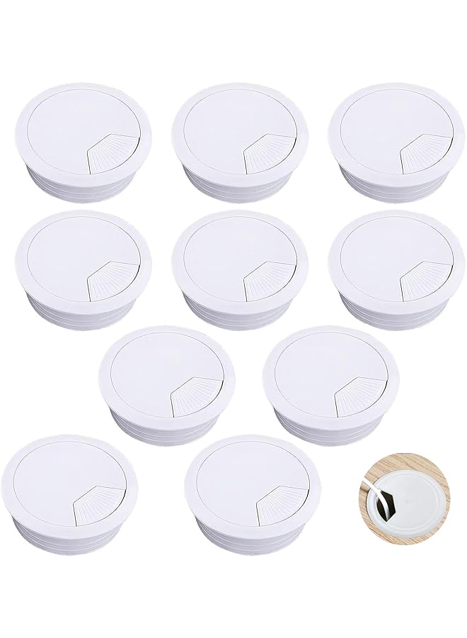 PROMASS promass Desk Hole Cover for Cable, 20 Pack ABS Plastic Desk Port Hole Cover, 6cm Desk Circular Cable Ring with Hole Saw, Removable Hole Cover Computer Desk Cord Organizer, Desk Grommet for Office - Image 1