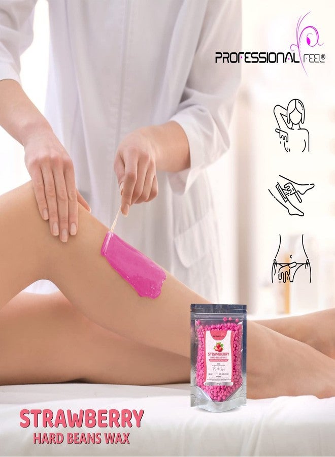 Professional Feel Strawberry Wax Beans Hard Hair Body Wax Beans - Best for Painless Hair Removal, Waxing for Face, Eyebrow, Back, Chest, Bikini Areas, Legs Easily At Home - 100 Grams (strawberry) - Image 2