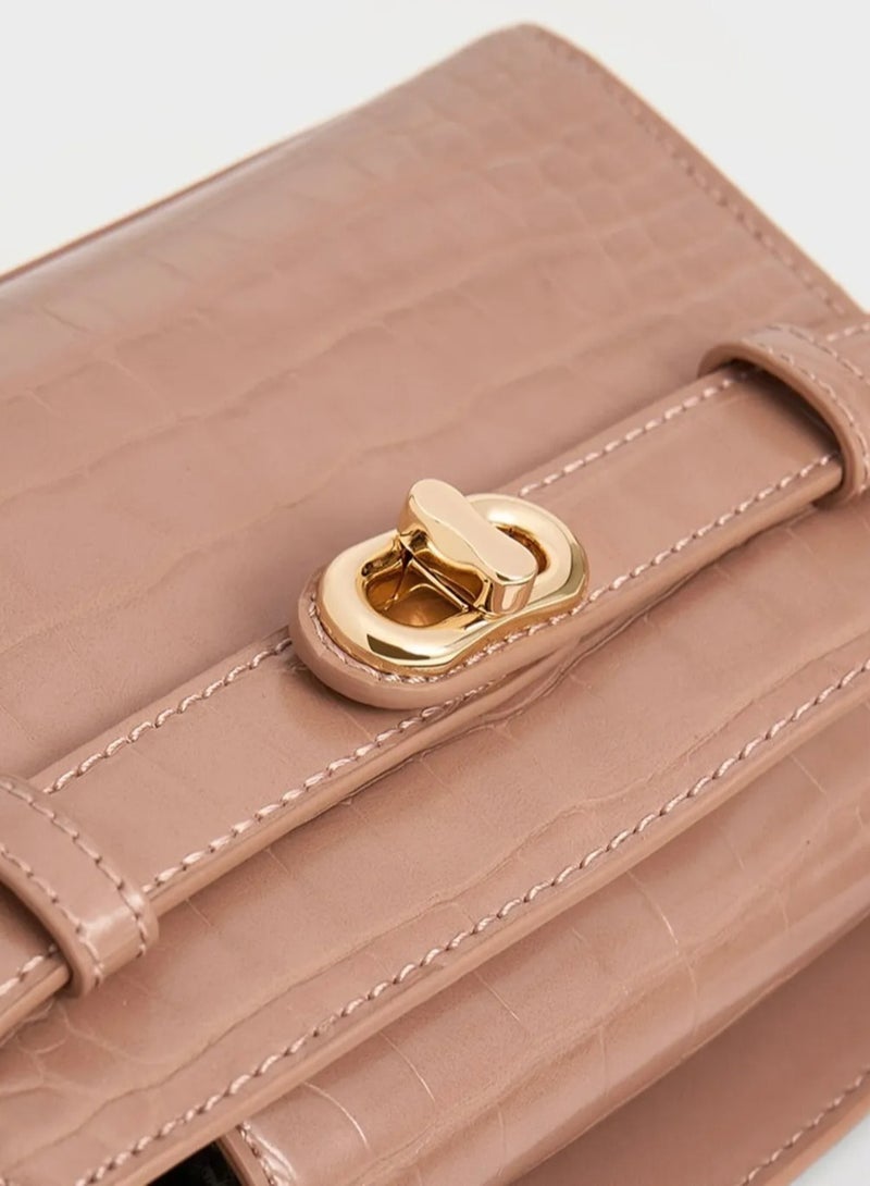 Charles & Keith Metal Buckle Strap Tote Shoulder Bag - Image 3