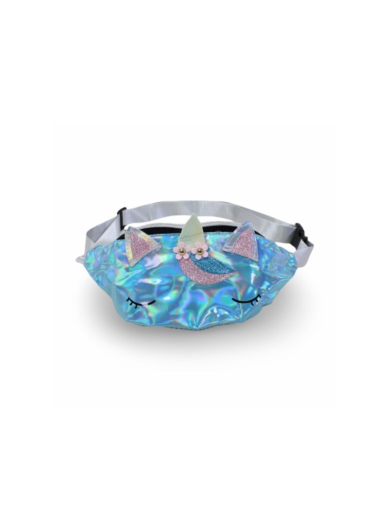 Waist Bag – Shiny Turquoise with Unicorn Design - Image 1