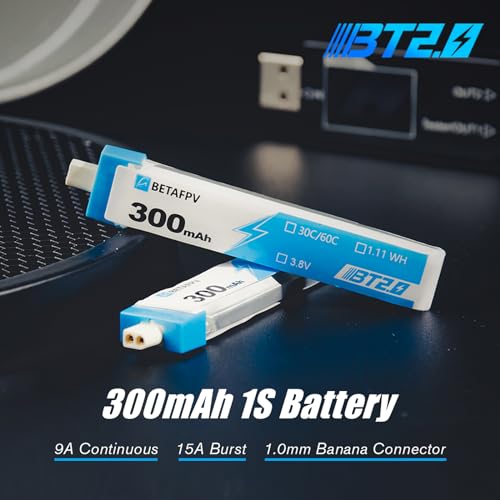BETAFPV بطارية BETAFPV 8 قطع BT2.0 300mAh 1S 3.8V 75C ليثيوم بوليمر مع موصل بانانا 1.0 مم لطائرة Tiny Whoop بدون فرش مثل طائرة Cetus Kit Air65 بدون فرش - Image 2