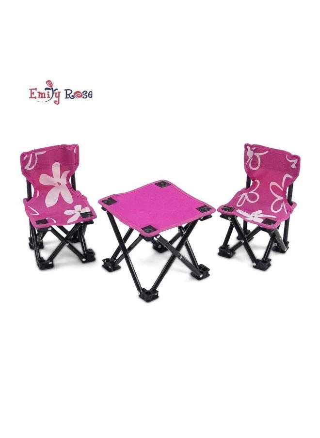 Emily Rose Emily Rose 18 Inch Doll 3-PC Folding Camp Camping Beach Sports Chairs and Table | Doll Furniture is Compatible with16-18" American Girl Dolls  - Image 2