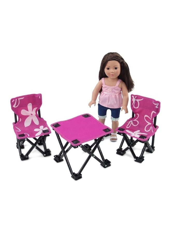 Emily Rose Emily Rose 18 Inch Doll 3-PC Folding Camp Camping Beach Sports Chairs and Table | Doll Furniture is Compatible with16-18" American Girl Dolls  - Image 4