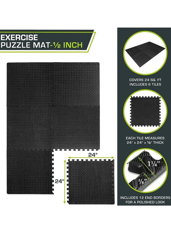Optico Eva Puzzle Exercise Mats, 1/2” Thick Foam Interlocking Tiles Yoga Mat, Non Slip Exercise & Fitness Mat for All Types of Yoga, Pilates & Floor Exercises for Gyms, Flooring, Workout, Gym Equipments - Image 2