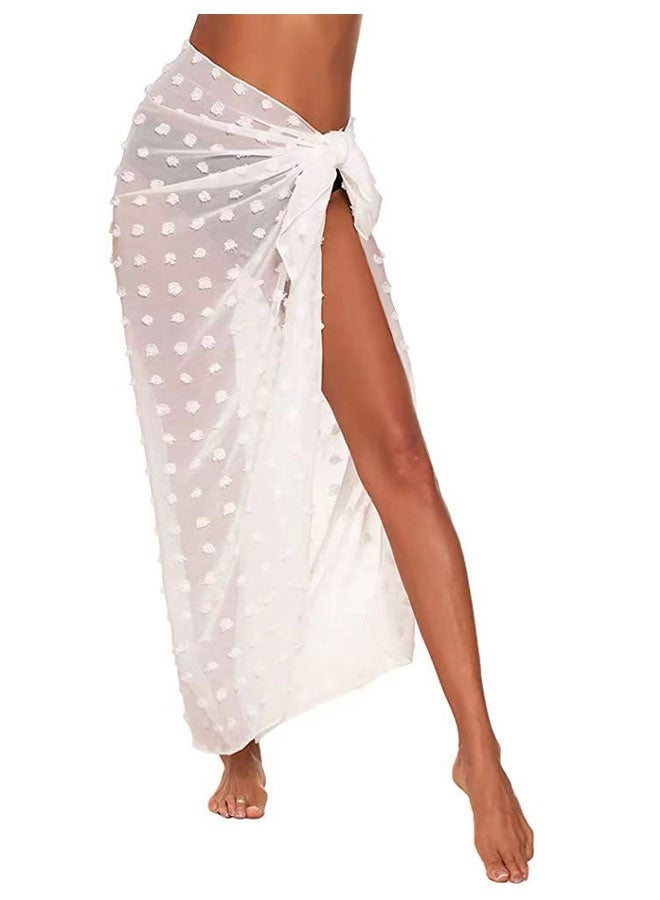 HAWAWA Women Beach Sarong Bathing Suit Wrap Skirt Sheer Bikini Swimsuit Cover Ups 110cm Long Skirt Chiffon Scarf for Swimwear（black，white） - Image 4