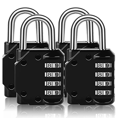 Vervida® Combination Lock Resettable, 4 Pack 4 Digit Outdoor Waterproof Combo Padlock for School Gym Locker, Sports Locker, Fence, Toolbox, Gate, Hasp Storage (Black) - Image 1