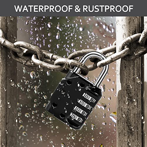 Vervida® Combination Lock Resettable, 4 Pack 4 Digit Outdoor Waterproof Combo Padlock for School Gym Locker, Sports Locker, Fence, Toolbox, Gate, Hasp Storage (Black) - Image 4