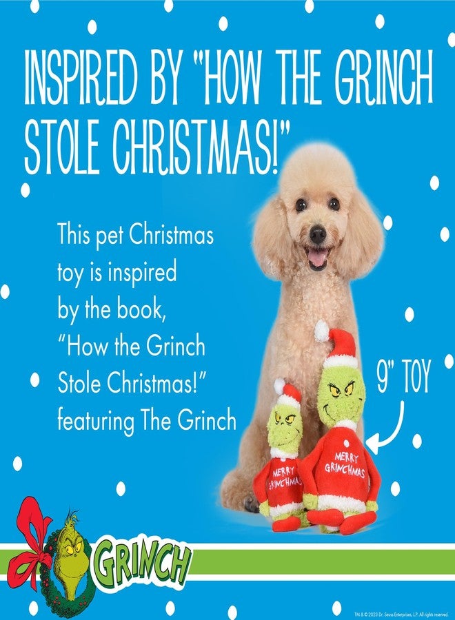 Dr. Seuss: Holiday Merry Grinchmas Grinch Plush Squeaker Toy- 9" - Image 3
