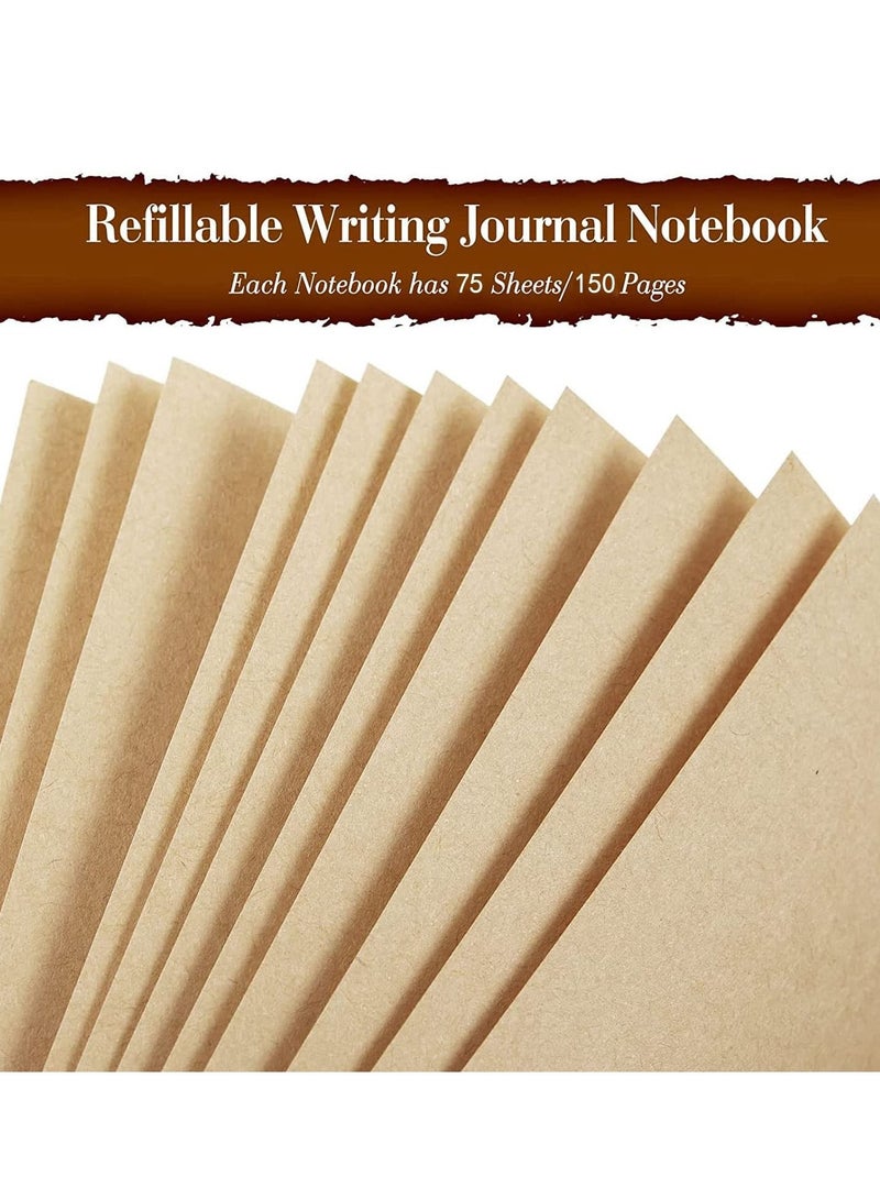 SYOSI Vintage Leather Notebook, Retro Writing Journal Diary Pu Leather Cover, Leaf Pattern Spiral Blank String Daily Notepad, Art Sketchbook, Retro Pendants, Classic Embossed, Loose Leaf (Lake-Blue) - Image 4