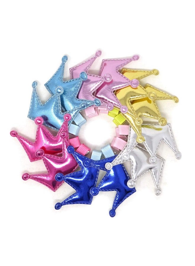 HONBAY Onbay 12Pcs Glitter Shiny Crown Hair Clips Adorable Hairpins Hair Accessories 6 Colors (Shiny Pu Leather) - Image 4