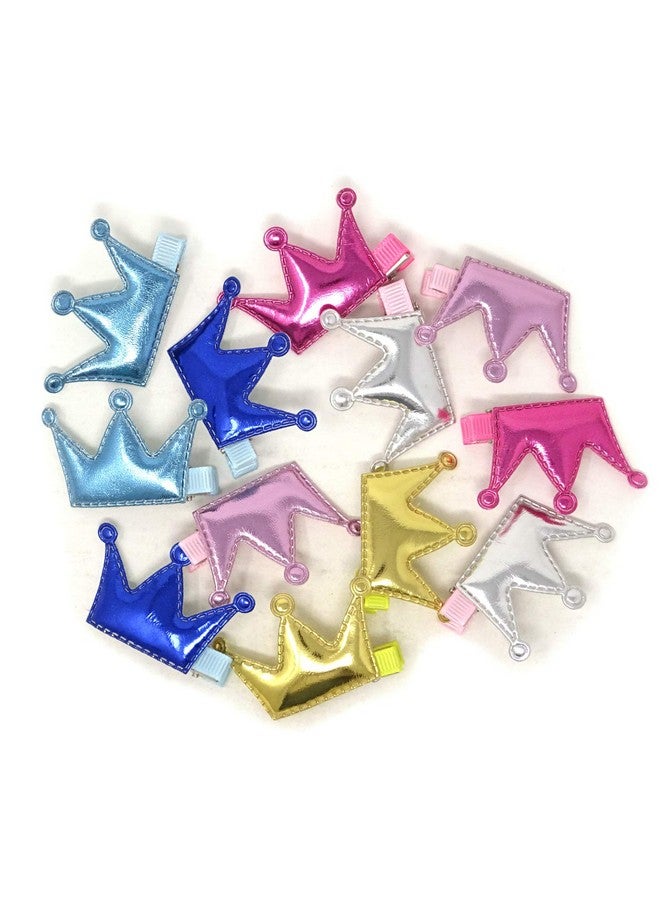 HONBAY Onbay 12Pcs Glitter Shiny Crown Hair Clips Adorable Hairpins Hair Accessories 6 Colors (Shiny Pu Leather) - Image 5