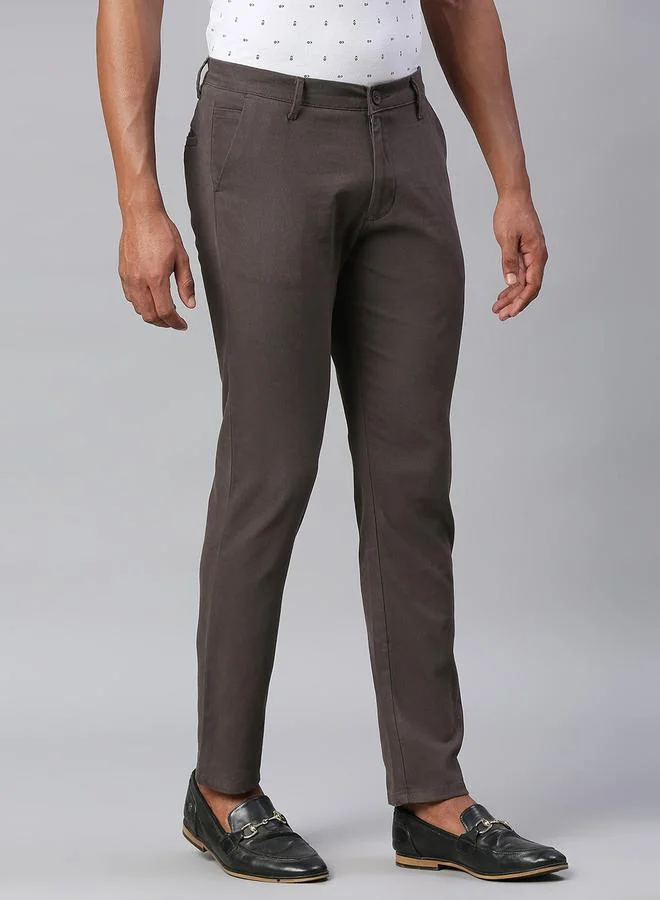 Dennis Lingo Dark Grey Chinos for Men - Tapered Fit, 100% Cotton