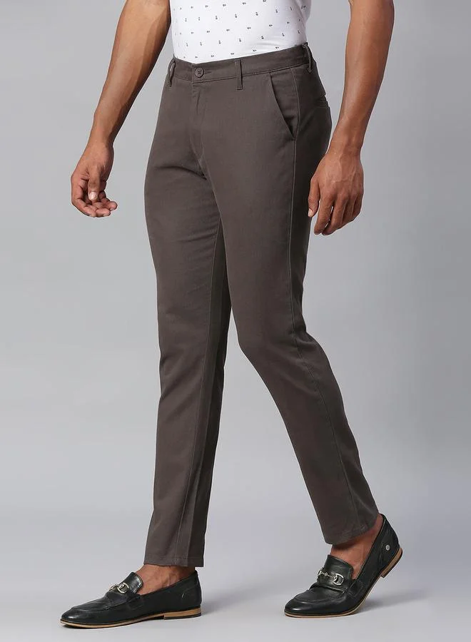 Dennis Lingo Dark Grey Chinos for Men - Tapered Fit, 100% Cotton
