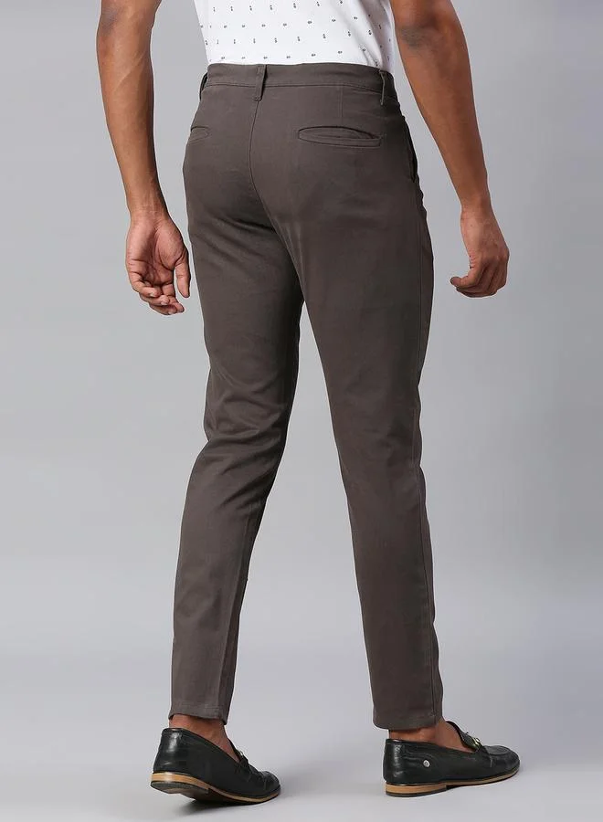 Dennis Lingo Dark Grey Chinos for Men - Tapered Fit, 100% Cotton