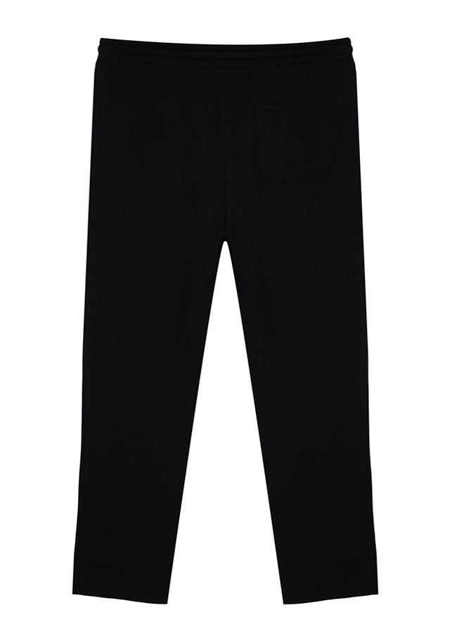 trendyol - Black Regular/Normal Cut Minimal Fluffy Text Printed Fleece Sweatpants TMNAW24EA00012 - Image 1