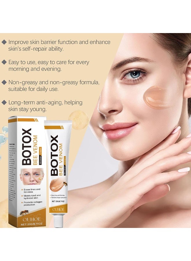 OUHOE Botox Bee Venom Cream Wrinkle Removal & Firming, Moisturizing, Lifting & Recovery For All Skin Type, Anti-Aging Bee Venom Cream, Lifting & Recovery, Face Cream Moisturiser, Recovery and Anti-Wrinkle Care Cream, 20g - Image 4
