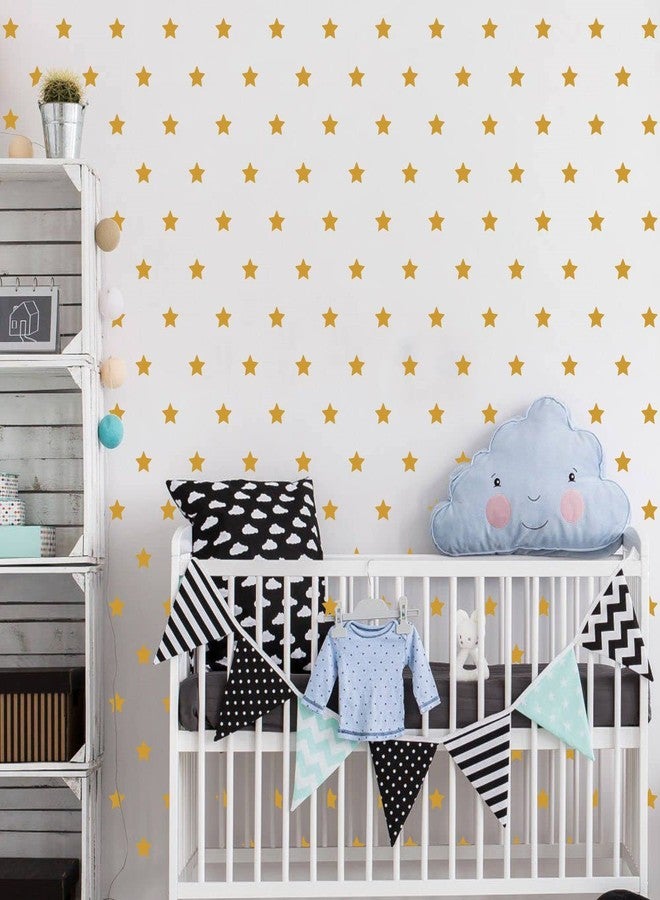 JURUOXIN 100 Pcs/Set Star Decal for Wall Sticker Removable Peel and Stick Vinyl Decoration Home Bedroom Living Room Nursery DIY Patten Decor YMX64 (Matte Gold) - Image 5
