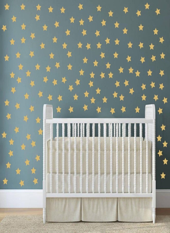 JURUOXIN 100 Pcs/Set Star Decal for Wall Sticker Removable Peel and Stick Vinyl Decoration Home Bedroom Living Room Nursery DIY Patten Decor YMX64 (Matte Gold) - Image 1