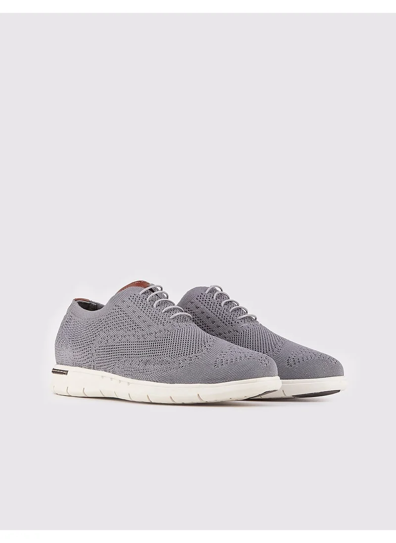 Cabani Knitted Gray Lace-Up Casual Men's Shoes