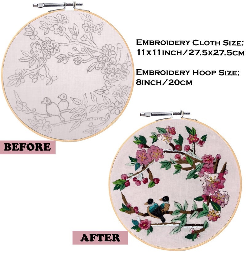 Qroof Embroidery Kit - Diy Set Of 8, Beginners To Advanced - 3 Pattern Designs, 8 Stitches - Ideal For Kids, Adults, Women - Cross Stitch Kit - Wood - Perfect For Beginners, Multi-coloured - Image 4