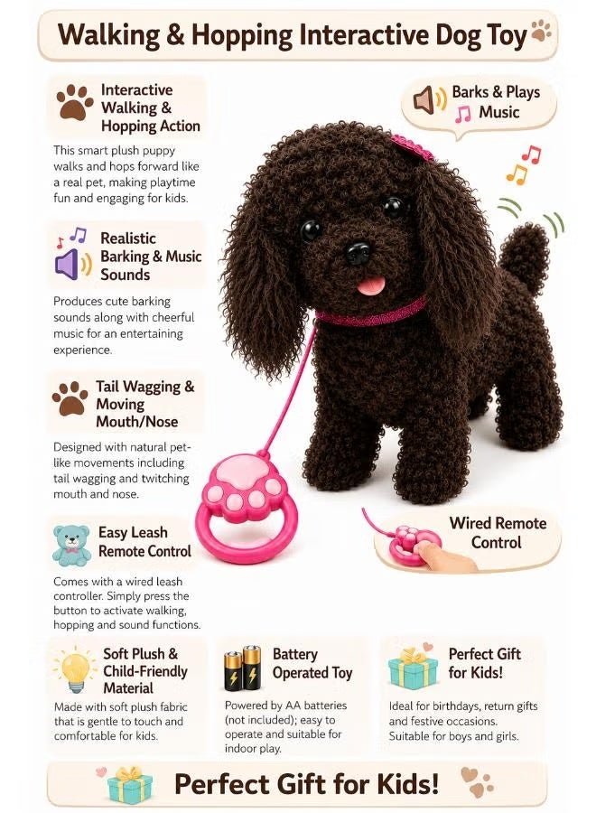 Walking Plush Dog Toy with Sound– Dark Brown - Image 2