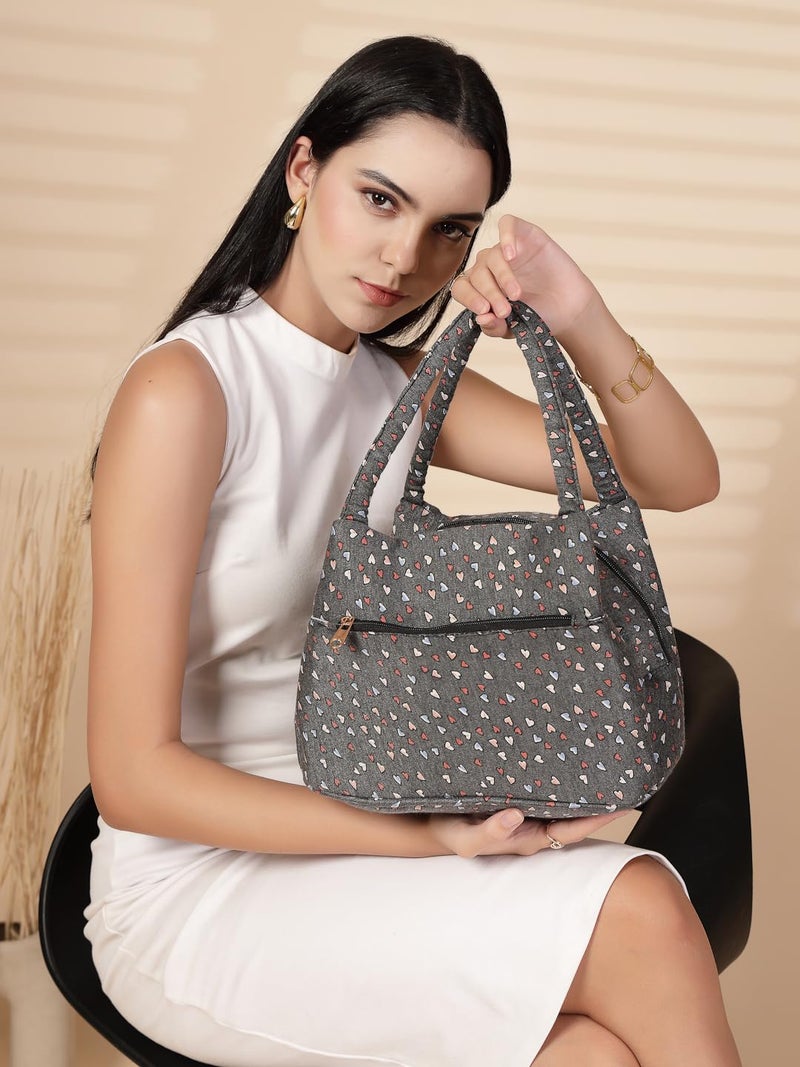 ENSAC Women’s Printed Fabric Handbag | Trendy Shoulder Bag for Daily Use | Lightweight, Spacious & Stylish Purse for Office, Shopping, & Travel - Image 3