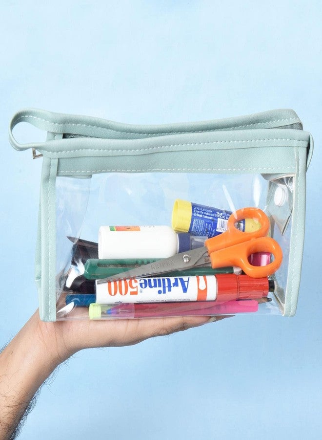 Krisus 1Pcs Stylish Transparent Pencil Pouch Multi-Purpose Pen & Makeup Organizer – Large Capacity Zipper Pouch for Girls, Boys, Office, School & Travel Use - Image 5