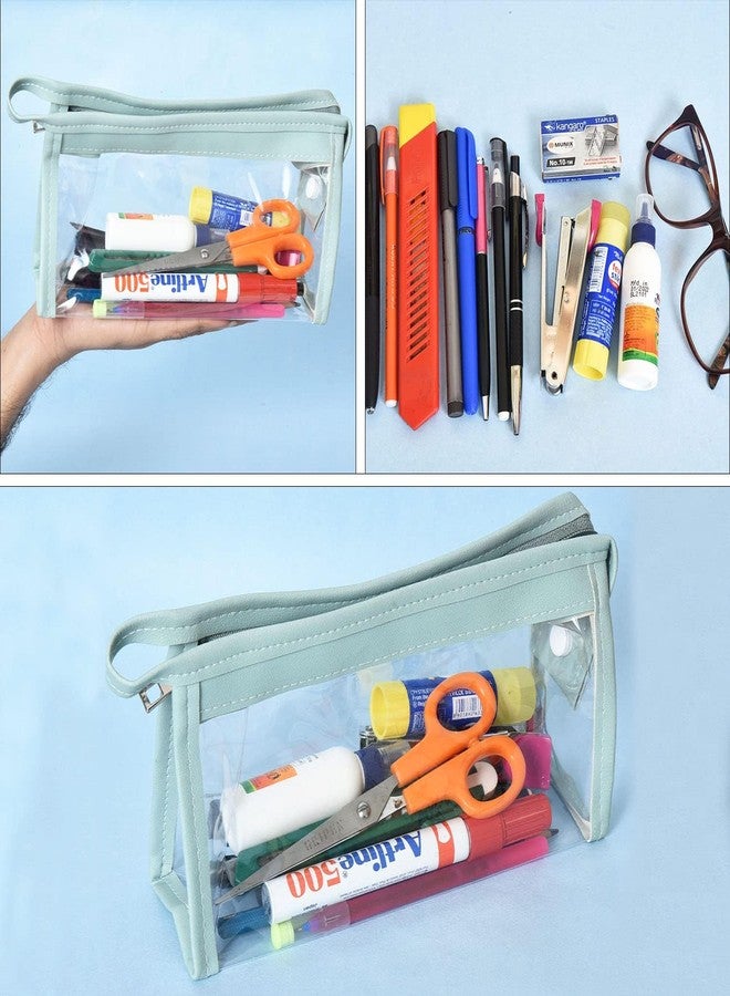 Krisus 1Pcs Stylish Transparent Pencil Pouch Multi-Purpose Pen & Makeup Organizer – Large Capacity Zipper Pouch for Girls, Boys, Office, School & Travel Use - Image 4