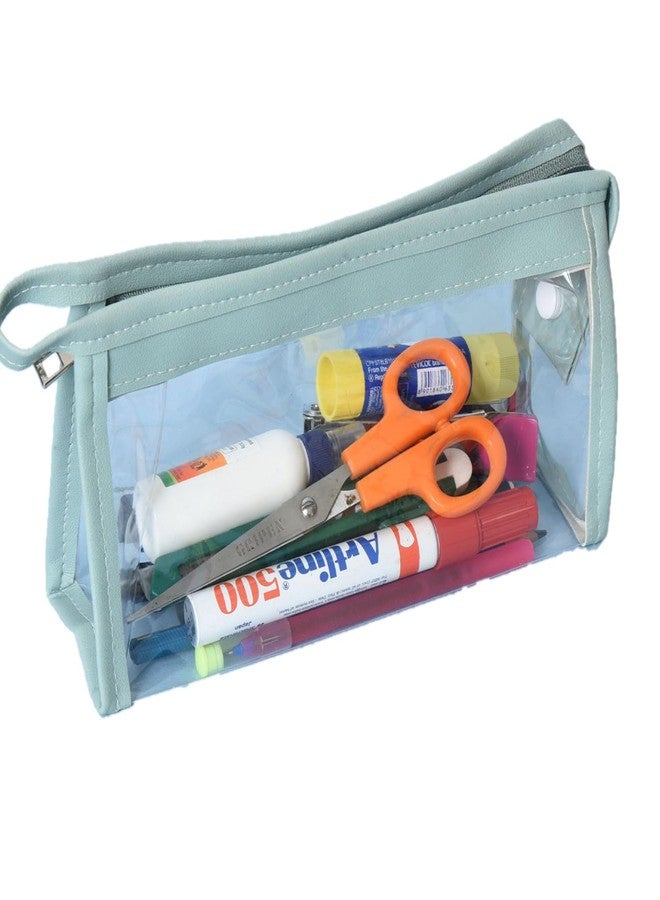 Krisus 1Pcs Stylish Transparent Pencil Pouch Multi-Purpose Pen & Makeup Organizer – Large Capacity Zipper Pouch for Girls, Boys, Office, School & Travel Use - Image 1