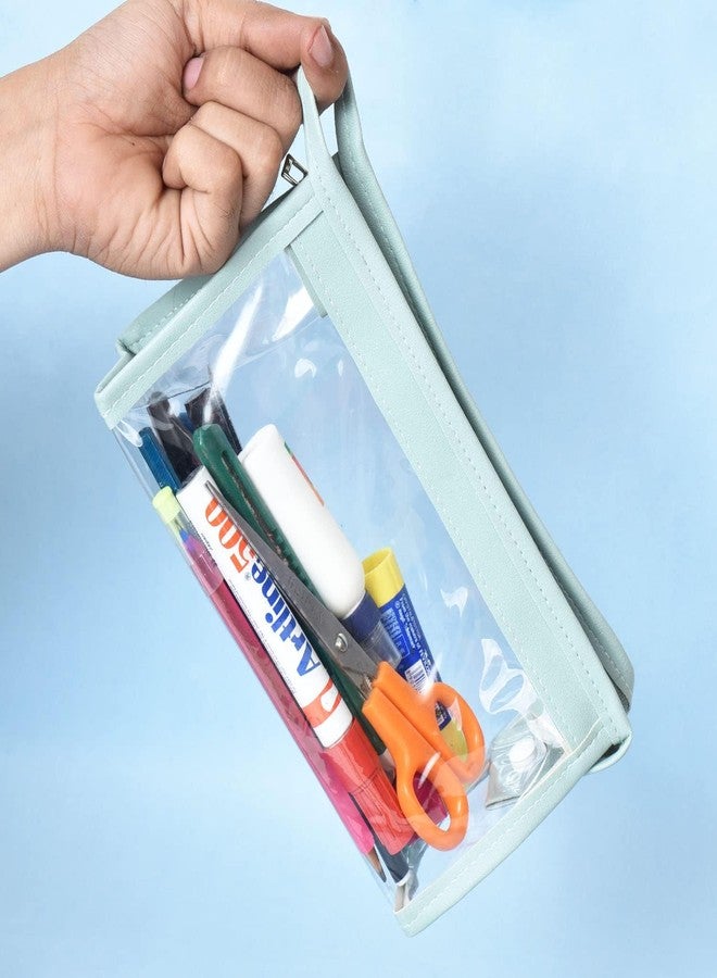Krisus 1Pcs Stylish Transparent Pencil Pouch Multi-Purpose Pen & Makeup Organizer – Large Capacity Zipper Pouch for Girls, Boys, Office, School & Travel Use - Image 3