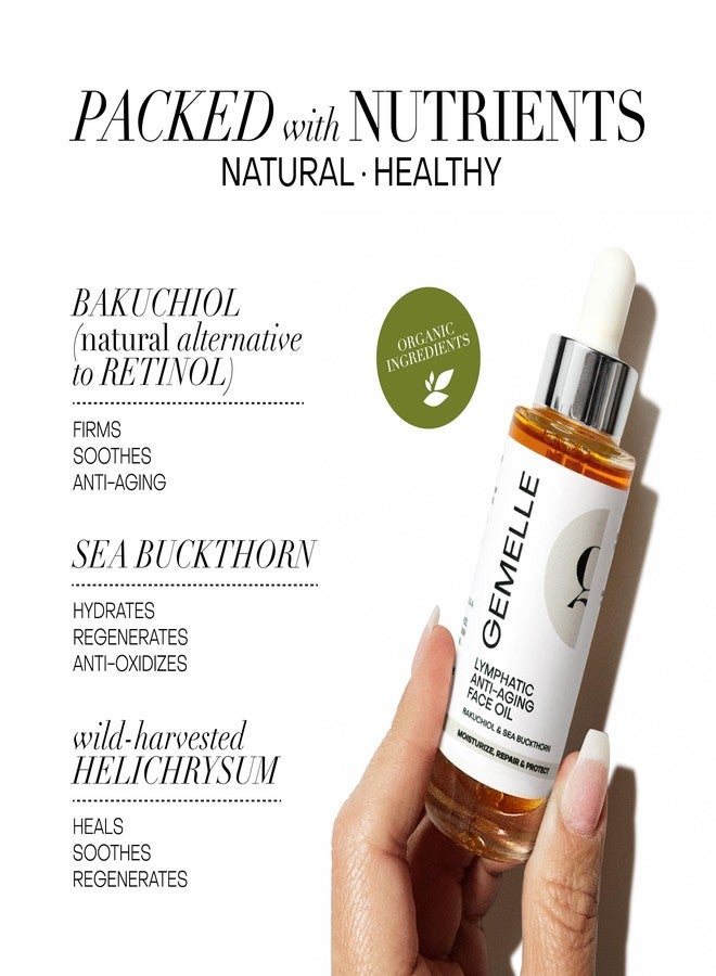 GEMELLE Lymphatic Anti-Aging Face Oil | 10x Award winner | Vitamin C,E & A | Moisturize, Repair & Protect | Bakuchiol, Sea Buckthorn & More! | Organic, Natural, Clean Beauty | Starter, Travel 15ml - Image 3
