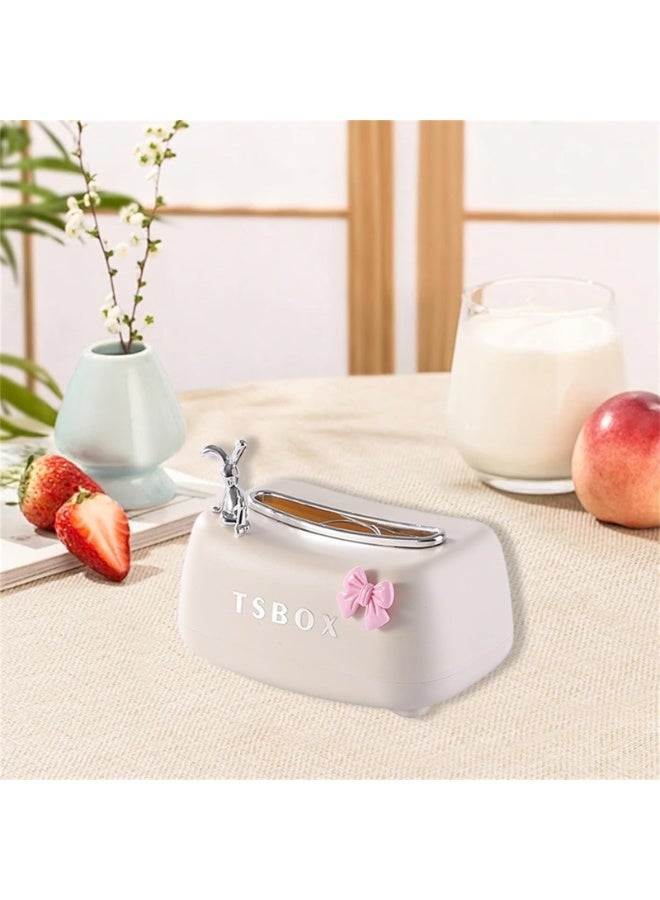 Bukela Retro Plastic Tissue Box Holder Desktop Organizer with Lid Automatic Lift Countertop Tissue Box Holder for Home Office Restaurant Car (Khaki) - Image 4