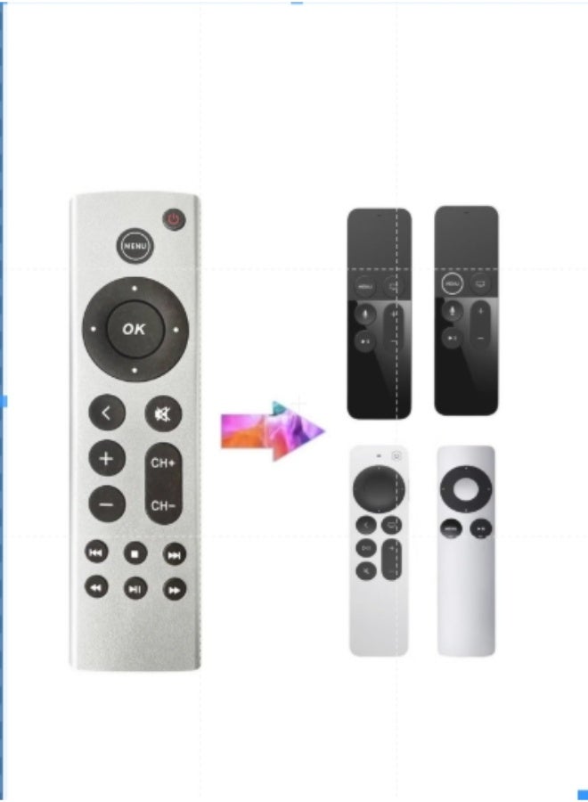 أنمي جهاز تحكم عن بعد عالمي بديل لتلفزيون ابل 4K، ابل تي في بوكس (الجيل الثاني والثالث والرابع)، ابل تي في HD A2843 A2737 A2169 A1842 A1625 A1427 A1469 A1378 A1218، ابيض