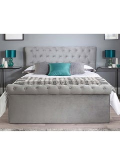 Bed and Mattress Home Blissful Bloom Tufted Upholstered King Size ( 180 X 200 ) Grey Color Bed  - Image 3
