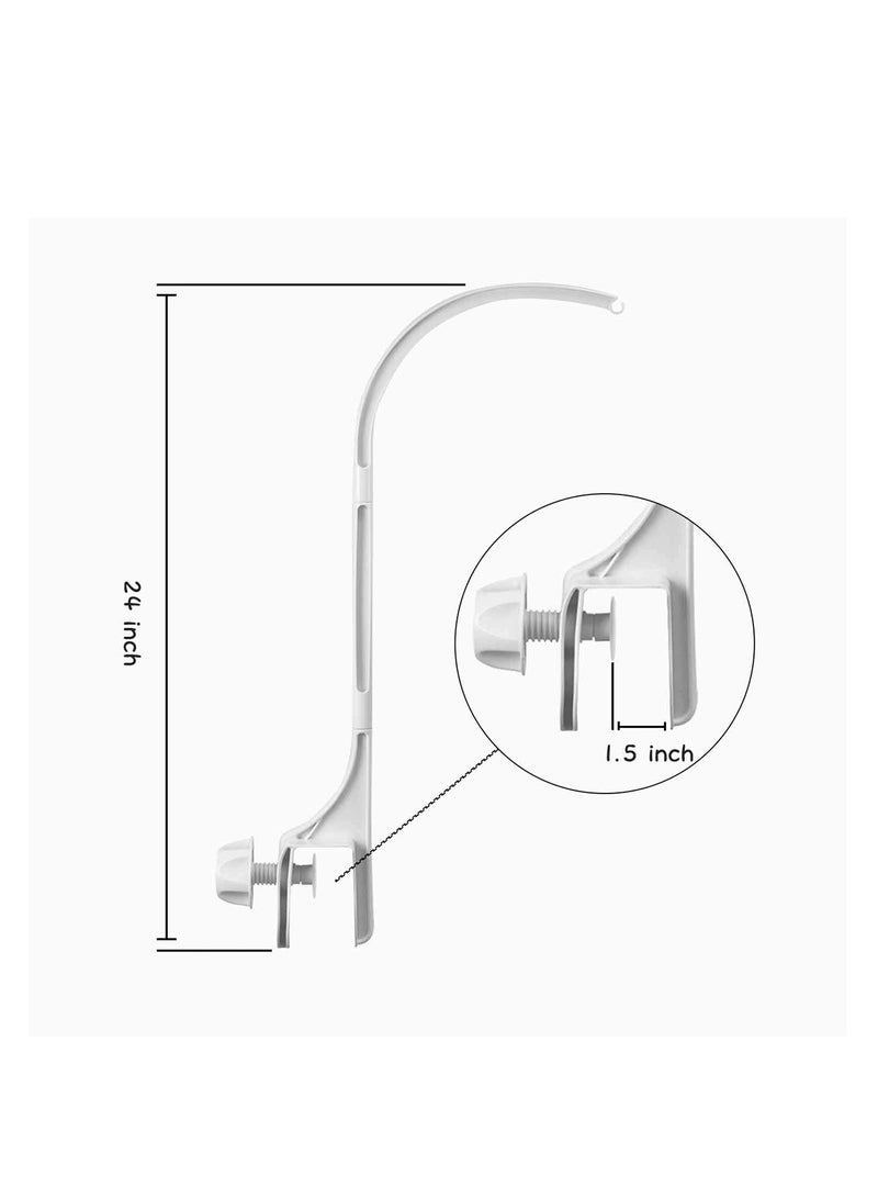 Excefore Baby Bed Bell Bracket Double Hole Adjustable Bed Bell, Baby Mobile Arm for Crib, Music Box Baby Crib Arm Mobile Holder Clamp (White) Nursery Baby Room Decoration Bed Bell Holder Arm 24 Inch  - Image 3
