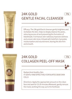 Kormesic 24K Gold Facial Skincare Hydration Set (Includes 24K Gold Gentle Facial Cleanser 20g, Gold Collagen Peel-Off Mask 25g, Gold Collagen Essence Mask 7.5g×2, and Gold Soothing Serum 15ml)  - Image 3