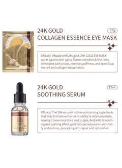 Kormesic 24K Gold Facial Skincare Hydration Set (Includes 24K Gold Gentle Facial Cleanser 20g, Gold Collagen Peel-Off Mask 25g, Gold Collagen Essence Mask 7.5g×2, and Gold Soothing Serum 15ml)  - Image 4