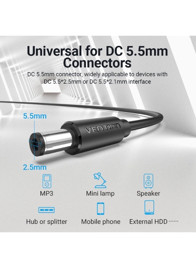 VENTION USB to 5.5mm Barrel Jack 5V DC Power Cable White 0.5m Model # CEYBD - Image 2