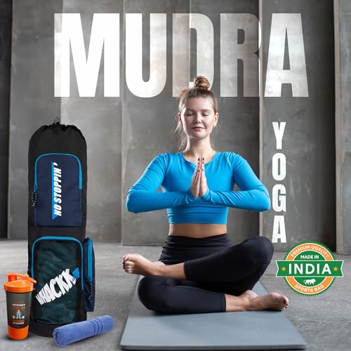 WHACKK Mudra Unisex Yoga Aerobics Gym Mat Bags Air Ventilated Pocket for Shoes, Front & Top Open, Carry Way with 3-Way Options i.e. Backpack, Holdall or with a Loop (Navy) - Image 3
