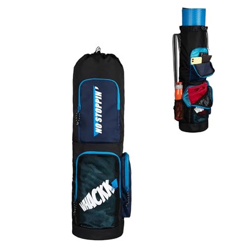WHACKK Mudra Unisex Yoga Aerobics Gym Mat Bags Air Ventilated Pocket for Shoes, Front & Top Open, Carry Way with 3-Way Options i.e. Backpack, Holdall or with a Loop (Navy) - Image 1