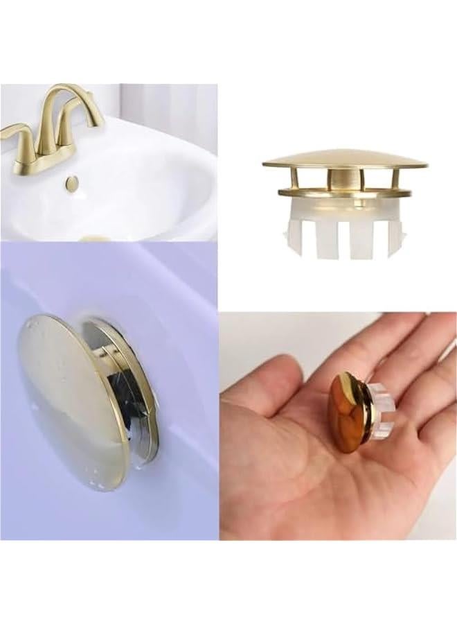 Solid Brass Sink Overflow Cover,Double Layer Copper Solid Ring Insert in Hole Round Caps for Home Shopping Mall Kitchen Bathroom (Gold)  - Image 2