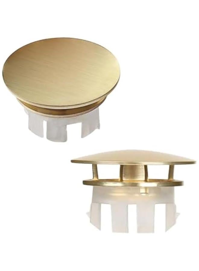 Solid Brass Sink Overflow Cover,Double Layer Copper Solid Ring Insert in Hole Round Caps for Home Shopping Mall Kitchen Bathroom (Gold)  - Image 1