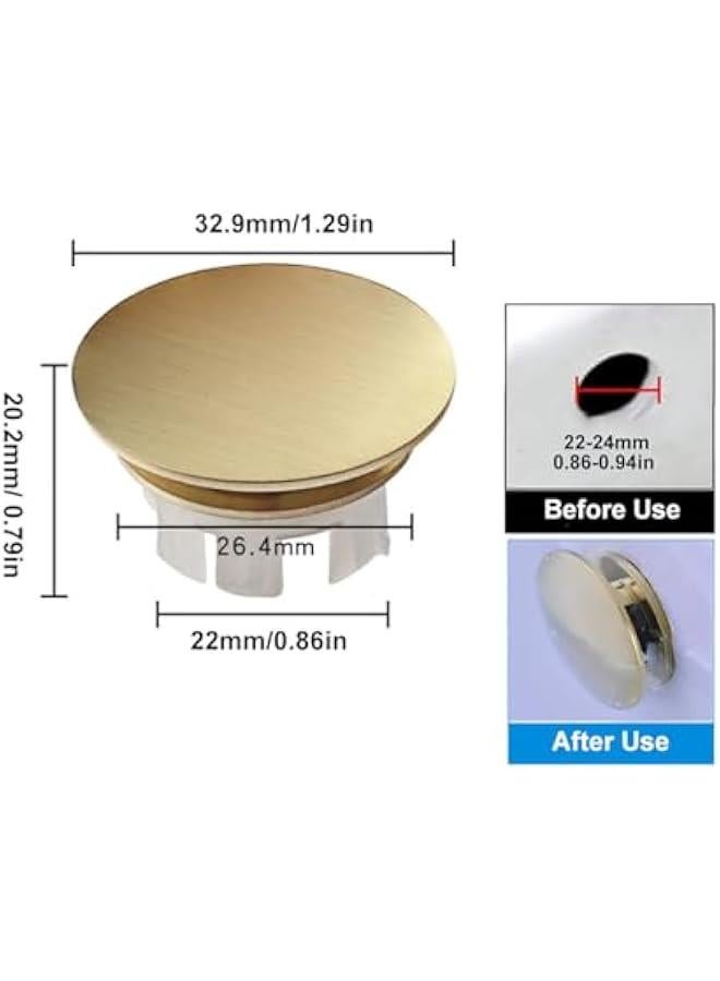 Solid Brass Sink Overflow Cover,Double Layer Copper Solid Ring Insert in Hole Round Caps for Home Shopping Mall Kitchen Bathroom (Gold)  - Image 3
