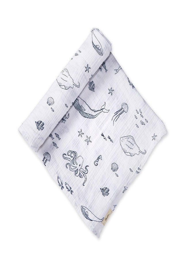 PEHR Muslin Cotton Swaddle, Life Aquatic | Organic Baby Blanket | Ultra-Soft & Versatile | 47” x 47” - Image 1