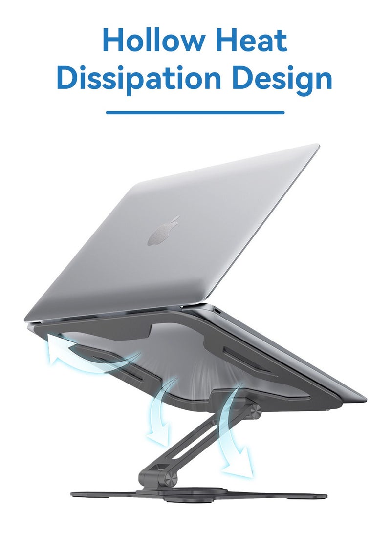 LEOKOR 360 Degree Rotating Adjustable Laptop Stand, Ergonomic Foldable Desktop Computer Stand Compatible with iPad MacBook Pro/Air Dell Asus Notebook 10-17 Inch (Grey) - Image 5