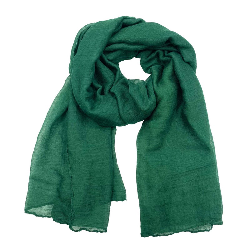 woogwin Women's Cotton Scarves Lady Light Soft Fashion Solid Scarf Wrap Shawl (One Size, DarkGreen) - Image 1